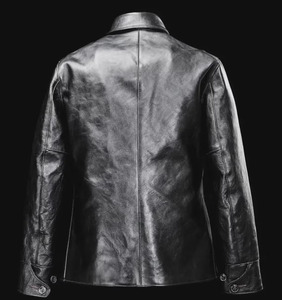 Original Men Black Sheepskin Horsehide Leather Waterproof Eco-Friendly Mandarin Collar Car <b>Coat</b> Shinki Hikaku Harris Tweed <b>Lined</b> - Product Image 2