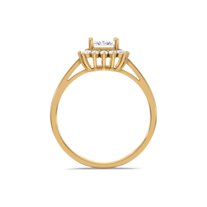 Bague de fiançailles de luxe avec halo de tournesol et diamant de laboratoire taille émeraude de 1,22 ct |   Plaqué or jaune/blanc/rose 18 carats avec rhodium - Product Image 3