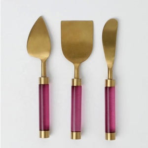 Royal design Stainless Steel <b>Cheese</b> Tools <b>Set</b> With White marble Handle Gold Luxury Kitchen <b>Cheese</b> <b>Set</b> - Product Image 4
