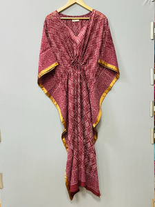 ชุดคลุมชายหาดผ้าฝ้ายแท้พิมพ์ลาย Bagru แบบอินเดีย ทำมือ ลายดอกไม้ฤดูร้อน สวมใส่สบาย ยาวคลุมเข่า - Product Image 2