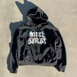 Pantalones de chándal acampanados con estampado puff, sudaderas con capucha de felpa de algodón oversize, conjunto de chándal acampanado - Product Image 2