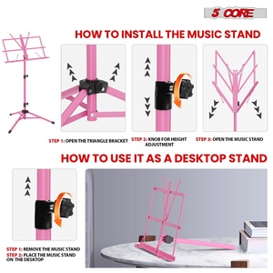 Soporte de Música Ajustable de 5 Niveles, 57 Pulgadas, Soporte de Escritorio para Partituras, Soporte de Libros Portátil Totalmente Metálico - Product Image 4