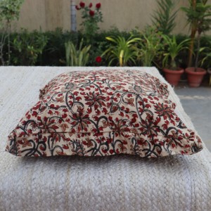 Vintage Floral Cotton Raffle Cushion <b>Covers</b> Bohemian <b>Throw</b> Pillows Handprinted Boho Trim <b>Sofa</b> Bed Pillow <b>Cover</b> Indian Cushion - Product Image 6