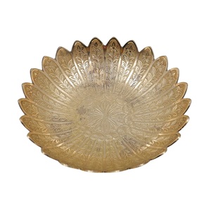 Frutero Redondo Dorado de Latón con Diseño de Pavo Real Tallado, Bandeja Decorativa para Mesa Central, Cesta de Frutas Tradicional para Comedor - Product Image 4
