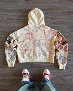 Sweat à capuche ample en molleton 100 % coton, coupe carrée, zippé, 450 g/m², avec impression numérique personnalisée, pour homme - Product Image 2