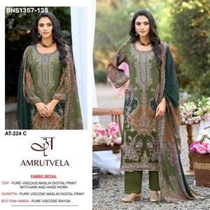 Collection de costumes semi-cousus en viscose mousseline de qualité supérieure avec impression numérique, broderie Aari et travail manuel, fournisseur indien - Product Image 2