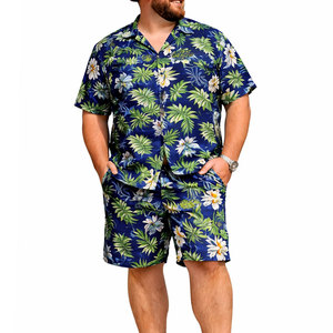 Nouvel ensemble chemise et short hawaïen grande taille pour homme – Imprimé décontracté à manches courtes pour l'été - Product Image 1