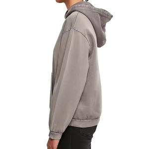 Sweat à capuche vintage pour homme, 100% coton, 400 GSM, poids lourd, effet vieilli, délavé à l'acide, modèle uni, pour l'hiver - Product Image 2