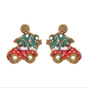 Nouveautés : Boucles d'oreilles clous classiques unisexe, faites main, en perles de rocaille, couleur vert serpent, design chapeau rose, pour enseignant, mariage - Product Image 6