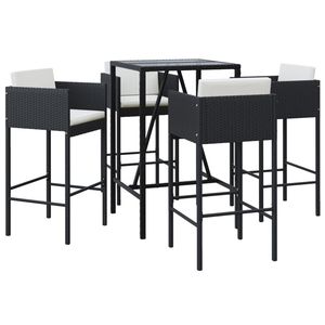 Set Bar da Giardino in Rattan PE Nero e Bianco Crema con Acciaio Verniciato a Polvere - Elegante Collezione per Esterni - Product Image 2
