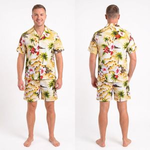 Ensemble chemise et short hawaïen en tissu éponge à sublimation florale tropicale, léger, séchage rapide, tenue de plage estivale pour homme, décontracté, resort - Product Image 4
