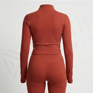 Women Piece Workout Set Full Zip Cropped Sports <b>Jacket</b> High Waisted Leggings Gym <b>Yoga</b> Fitness Activewear Athletic Suit - Product Image 2