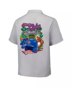 Camisa de hombre gris Chicago Cubs Hit and Run Silk Camp con botones |   Tommy Bahama - Product Image 3