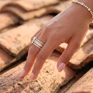 Wholesale 18K Gold Plated Stainless Steel Layered Zircon <b>Rings</b> for Boutique - Product Image 6