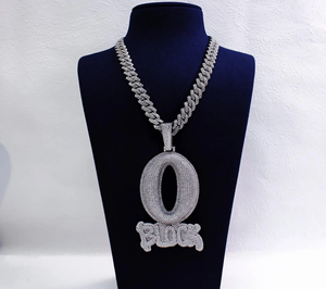 Moissanite Diamond <b>Iced</b> out Large O <b>Block</b> Pendant Necklace 925 Sterling Silver Customized Diamond Pendant - Product Image 4