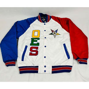 Customized White Eastern <b>Star</b> Sorority Coated Satin Streetwear <b>Jacket</b> Front Embroidered Customized Logo OES <b>Jacket</b> - Product Image 5