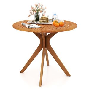 Tavolo da Pranzo in Legno da Esterno da 35,5 Pollici con Piano a Doghe e Gambe Curve - Eleganti Set da Giardino - Product Image 4