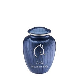 Urne funéraire artisanale en métal pour cendres d'animaux, dernière collection, bleu, petite, prix abordable, personnalisable. - Product Image 1