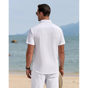 Men’s Linen Short Sleeve <b>Shirt</b>, Casual Button Down <b>Summer</b> <b>Shirt</b>, Lightweight Breathable Top for Beach and Everyday Wear - Product Image 2