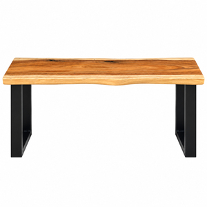 Solid Suar <b>Wood</b> Luxury Industrial Modern Living Room <b>Console</b> <b>Table</b> with Live Edge and <b>Black</b> Iron Legs for Hotel Lobby - Product Image 1