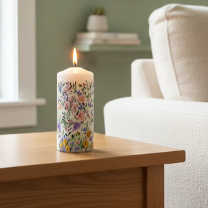 Vela Decorativa de Cera de Soja con Diseño Floral para el Hogar y la Sala de Estar, Vela Ecológica de Navidad con Diseño Clásico Moderno, Hecha a Mano - Product Image 1