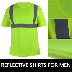 เสื้อยืดนิรภัยแบบมองเห็นได้ชัดเจนสำหรับผู้ชาย สีเหลือง แถบสะท้อนแสง แห้งเร็ว ชุดทำงาน เสื้อลำลองฤดูร้อน แขนสั้น - Product Image 6