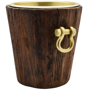 Luxury Acacia Wood Double-Walled Insulated <b>LED</b> Lit Ice Bucket with Handle and Lid for Party Use - Product Image 5