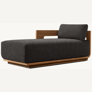 Sun lounger made of teak wood with a modern design, suitable for relaxing by the <b>pool</b> with soft and comfortable foam. - Product Image 5