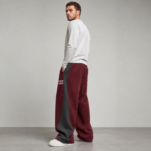 Pantalon de détente ample à jambes larges pour homme, en mélange de coton molletonné, taille haute élastique, marque privée, vente en gros directe usine pour l'hiver - Product Image 3