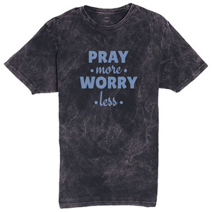 เสื้อยืดพิมพ์ลาย Pray More Worry Less สำหรับผู้ชาย แขนสั้น คอกลม ผ้าเจอร์ซีย์ลำลอง ผ้าฝ้าย ทรงปกติ - Product Image 3