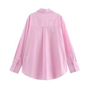 Chemisier Chic Femme Nouvelle Tendance, Ample, Rayé, Rétro, Manches Longues, Boutonné, 100% Lin Popeline, Logo Frontal - Product Image 2