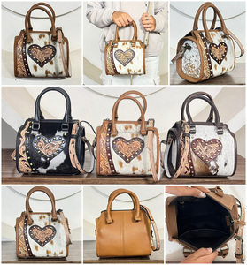 กระเป๋าถือหนังวัวแท้ทำมือแบบใหม่ สไตล์ตะวันตก ประดับหัวใจแบบมีปุ่ม พร้อมสายสะพายถอดได้สำหรับผู้หญิง - Product Image 3