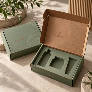 Boîte d'expédition ondulée SunGene Sage Copper pour présentation de recharges de soins de la peau - Product Image 1