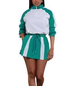 Conjunto Corto de Chaqueta Corta y Pantalones Cortos de Moda Personalizados de Alta Calidad para Mujer, con Bloques de Color, Chaqueta Corta y Pantalones Cortos 2026 - Product Image 1