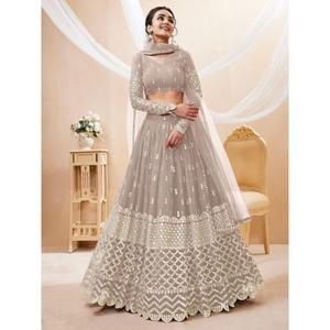 ชุดผ้าจอร์เจียสีเทาที่น่าสนใจชุดต้อนรับ lehenga choli - Product Image 6