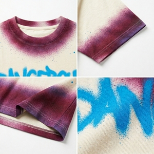 Premium Men's Airbrush <b>Spray</b> Dye T-Shirt Custom Graffiti Font Print Heavyweight Cotton Tee Blanks Wholesale - Product Image 6