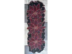 Vintage Glass Beaded Table Runner Poinsettia <b>Retro</b> Christmas Classic Holiday - Product Image 1