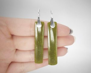 Nikhil Gems NG-033 African Jade Sterling Silver Dangle <b>Earrings</b> Handmade Natural Stone Peace Design Jewelry Gift for Women - Product Image 1