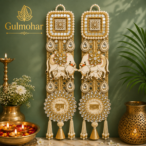New Arrival Trending Shubh Labh Art Deco Wall Shelf 2-Piece Indian Home Entrance Decoration Diwali Wedding Housewarming Gift - Product Image 2