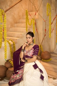 Women’s Premium Crepe Chaniya Choli Set with <b>Gota</b> Patti Work, Mirror Embroidery & Georgette Dupatta | Navratri Garba Wear - Product Image 4