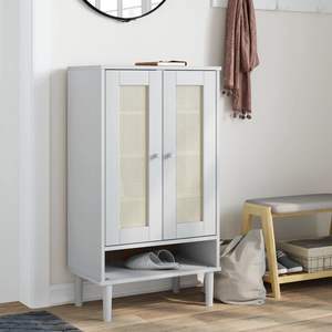 Armoire à chaussures en bois de pin massif blanc, solution de rangement pratique pour chaussures - Product Image 1