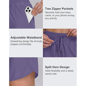 Pantalones Cortos Deportivos Morados para Hombre al por Mayor, de Secado Rápido, de Poliéster, con Bolsillo Interior con Cremallera Seguro, Venta al por Mayor - Product Image 4