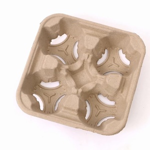 Heavy Duty Molded Fiber Drink Carrier 4 <b>Cup</b> Tray for Hot and Cold Beverage Takeaway <b>Cup</b> Holder for Food Service Industry Use - Product Image 5