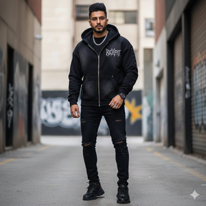 Sweat-shirts à capuche personnalisés avec logo brodé, de haute qualité, style streetwear, entièrement ornés de strass, unisexes, avec fermeture éclair - Product Image 3