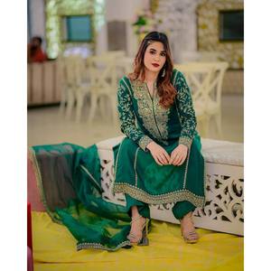 Conjunto superior e inferior de mujer de diseñador con Dupatta para ropa de fiesta - Product Image 6