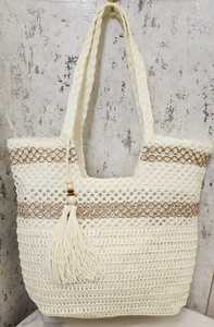 Crochet Straw Tote Bag Braided Shoulder Handbag Beach Travel Shopper for Women - Product Image 3