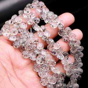 Cuentas de cuarzo natural talladas a mano, cuentas de piedras preciosas talladas a mano, cuentas de cuarzo con puntos perforados lateralmente para la fabricación de joyería DIY, 9 mm, 10 mm - Product Image 5