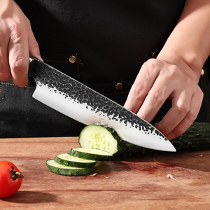 Premium Damascus Steel Chef <b>Knife</b> 8-9.9 Inch Hand Forged Wooden Handle Hammered Finish Right Hand Kitchen Cutting Tool - Product Image 2