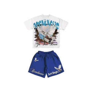 Ensemble court personnalisé pour homme avec impression sérigraphique, coupe oversize vintage, style boxy, en coton délavé soleil, idéal pour l'été - Product Image 3