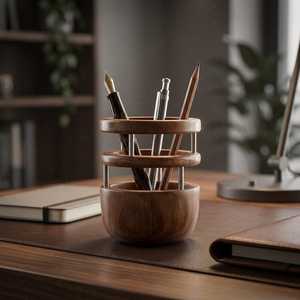 ที่ใส่ปากกาตั้งโต๊ะไม้ ของตกแต่งโต๊ะทำงาน - Product Image 2